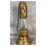 Antique Brass and Glass Hurricane Oil Lamp