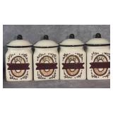 Set of Four Vintage White Lidded Spice Canisters,