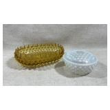 2 Vtg hobnail glass dishes including vintage