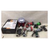 Hose attachments, pegboard hooks and light