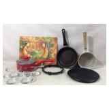 Kitchenware Including Pans and Glass Bowls