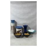 Studio Pottery Artist Signed Vase, Bowls, Planter