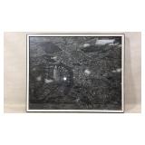 Framed Black-and-White Aerial Photograph Print