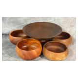 Vintage Wooden Pedestal Bowl, Kamani Wood