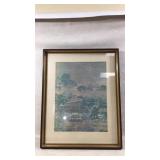 Framed Print with Asian Landscape Scene