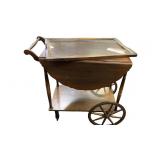 Vintage Wooden Beverage Cart w Drop Leaves