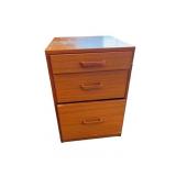 Mid-Century Wooden Three-Drawer Filing Cabinet