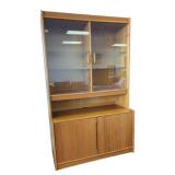 Danish Wooden Display Cabinet With Glass Doors