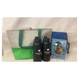 branded tote bag and insulated water bottle set