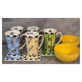 Vintage 1985 Teleflora Yellow Daisy Ceramic Bowl,