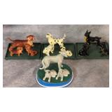 Vintage Ceramic Greyhound Dogs on Platform,
