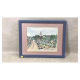 Framed Watercolor Landscape Painting, Signed
