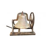 Vintage Large Brass Bell w/ Cast Iron Yoke & Frame