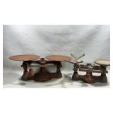 Two vintage rustic cast iron balance scales