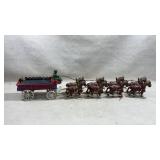Vtg cast iron Budweiser beer wagon pulled by a