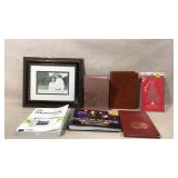 Books, Frame, and Christmas Cards