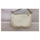 Kate Landry White Handbag With Croc-Embossed Accen