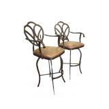 Metal Bar Stools with Upholstered Seats