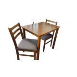 Wooden Table with Two Chairs in Brown Finish