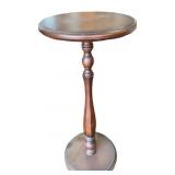 Wooden Pedestal Side Table with Turned Base