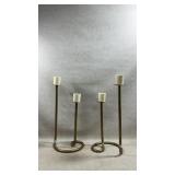 set of modern gold-finished metal taper candle