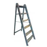 Early Wooden Step Ladder with Iron Hinges