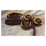 Shamrock Shaped Teak Wood Condiment Bowl Holder