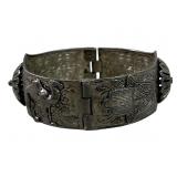 Vintage Israeli Hamsa Silver Plate Bangle Bracelet