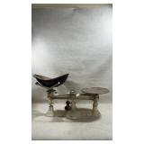 vintage Roberval-style balance scale features a