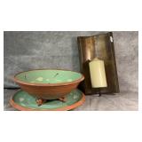 Vintage Glazed Terracotta Serving Bowl and