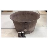 Antique Hammered Metal Drink Holder Bucket,