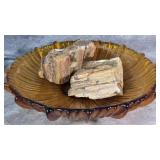 Vintage Amber Glass Bowl "Tokka", Petrified