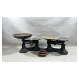 pair of vintage cast iron  balance scales with