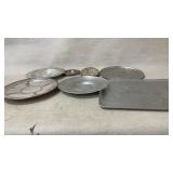 Mid Century Serving Pieces Aluminum, Silverplate