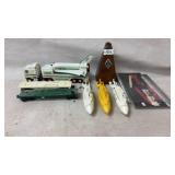 Model toys and a vintage wooden metronome