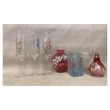 vintage, hand-painted decorative glassware