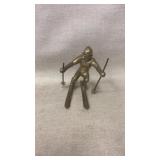 vintage solid brass skier figurine