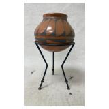 Native American Luis Ortiz Pottery on Stand