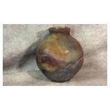 Raku-style Large Ceramic Globe Vase Colorful