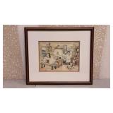 Framed Watercolor Painting Depicting Traditional