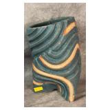 Hand-carved Ceramic Vase Featuring a Turquoise