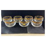 (7) crystal bowls with gilded ring