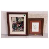 Vintage Framed Watercolor Painting of a Bird by