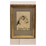 Antique Framed Portrait Photograph of a Baby in a