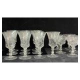 Vintage Cambridge Glass Rose Point Wine Goblets,