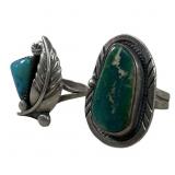 (2) NATIVE AMERICAN STERLING & TURQUOISE RINGS