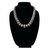 OLD NAVAJO STERLING SILVER BEADED NECKLACE