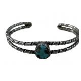 NAVAJO STERLING SILVER & TURQUOISE CUFF BRACELET