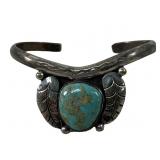 VINTAGE NAVAJO STERLING TURQUOISE CUFF BRACELET