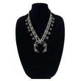 NAVAJO SILVER AND TURQUOISE SQUASH BLOSSOM